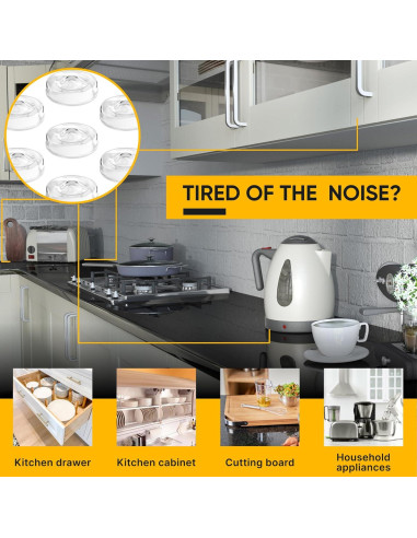 128 Topes Adhesivos Silicona Transparente Vellax para Puertas