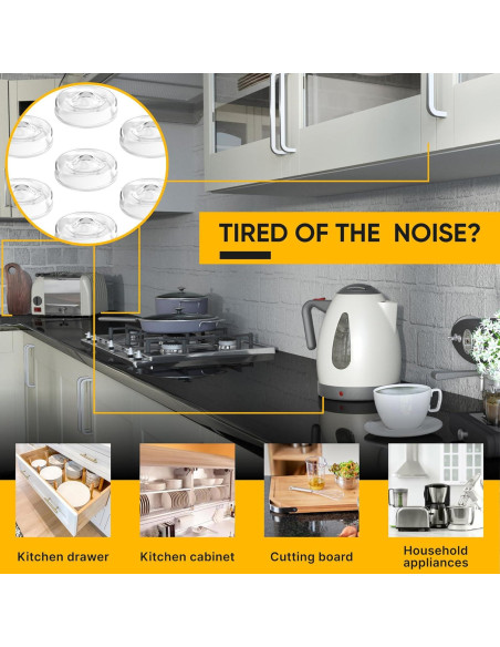 128 Topes Adhesivos Silicona Transparente Vellax para Puertas