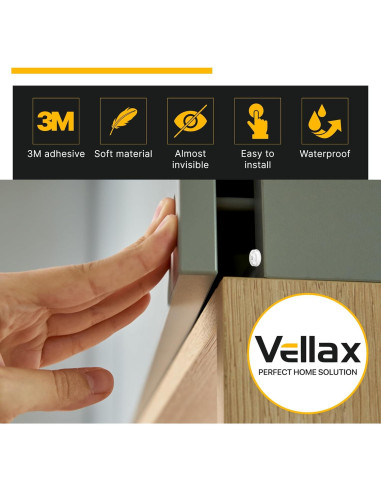 128 Topes Adhesivos Silicona Transparente Vellax para Puertas