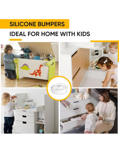 128 Topes Adhesivos Silicona Transparente Vellax para Puertas