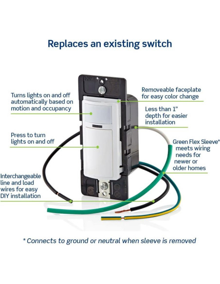 Interruptor de Luz con Sensor de Movimiento Leviton DOS02-LW, Blanco, 2A