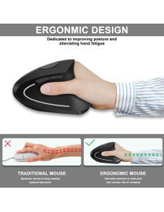 Ratón Ergonómico Vassink Inalámbrico Recargable Negro 2