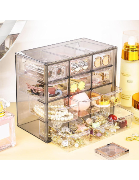 Organizador de Escritorio FODIENS con 12 Cajones Transparentes