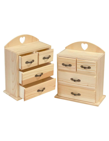 Cajas de Madera Cregugua para Joyería - 2 Piezas con Cajones