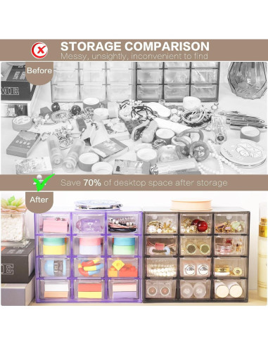 Organizador de Escritorio FODIENS con 12 Cajones Transparentes