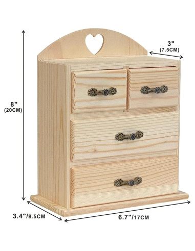 Cajas de Madera Cregugua para Joyería - 2 Piezas con Cajones