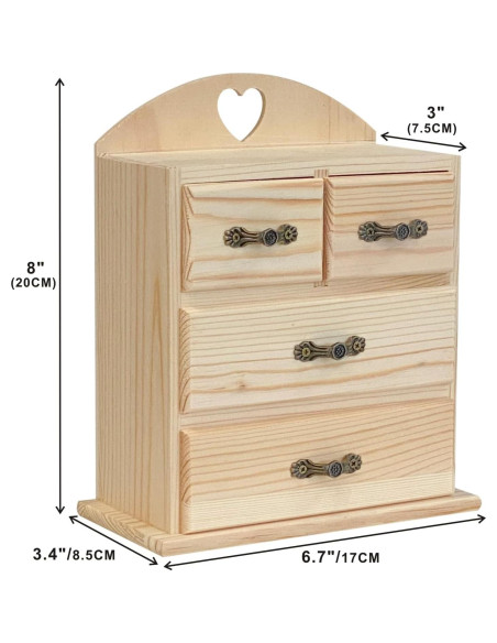 Cajas de Madera Cregugua para Joyería - 2 Piezas con Cajones