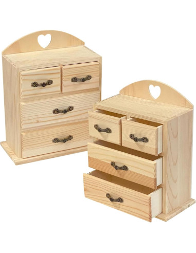Cajas de Madera Cregugua para Joyería - 2 Piezas con Cajones