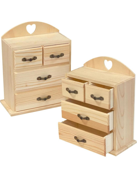 Cajas de Madera Cregugua para Joyería - 2 Piezas con Cajones