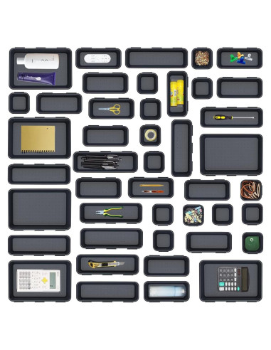 Organizador de Cajones Kutesna 44 Piezas Plástico Negro