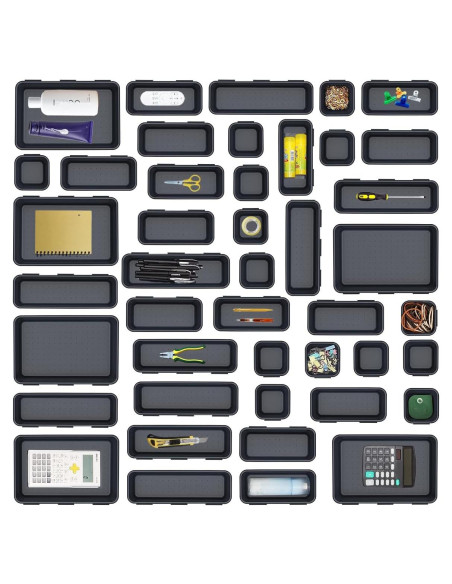 Organizador de Cajones Kutesna 44 Piezas Plástico Negro