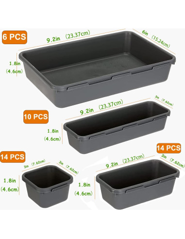 Organizador de Cajones Kutesna 44 Piezas Plástico Negro