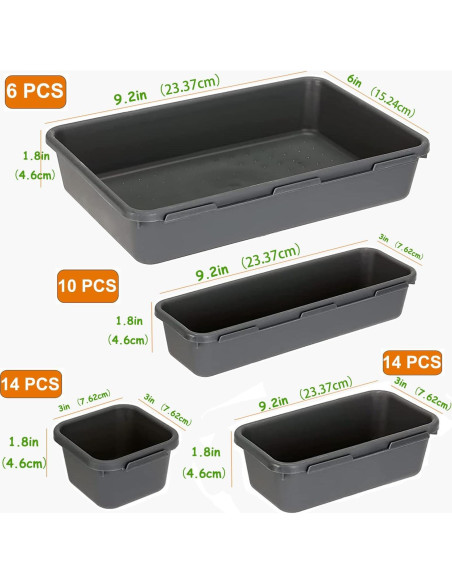 Organizador de Cajones Kutesna 44 Piezas Plástico Negro