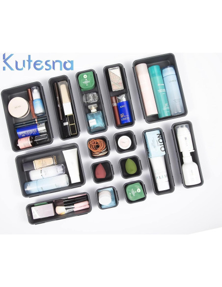 Organizador de Cajones Kutesna 44 Piezas Plástico Negro