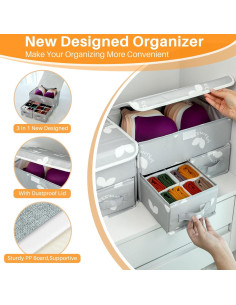 Organizador de Cajón EASEVE 2 Piezas Gris para Ropa Interior 2