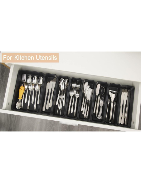 Organizador de Cajones Kutesna 44 Piezas Plástico Negro