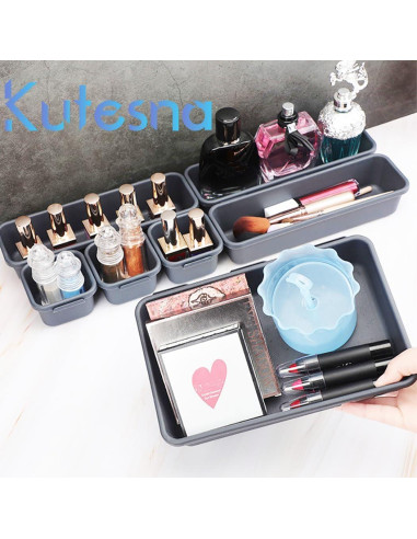 Organizador de Cajones Kutesna 44 Piezas Plástico Negro