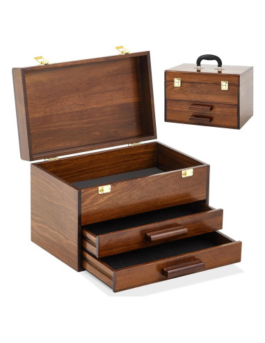 Caja de Herramientas Mini de Madera Weysat 36x24x22 cm 2 Cajones