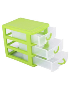 Caja de Almacenamiento Plástica Semme 3 Cajones Verde