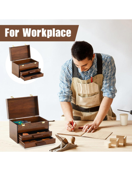 Caja de Herramientas Mini de Madera Weysat 36x24x22 cm 2 Cajones
