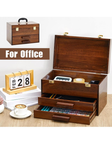 Caja de Herramientas Mini de Madera Weysat 36x24x22 cm 2 Cajones