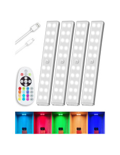 Luces LED Bajo Gabinete Inalámbricas LAJOSO 4 Paquetes RGB