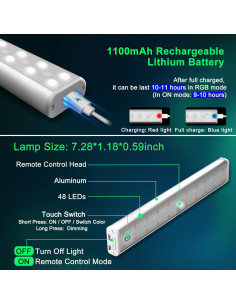 Luces LED Bajo Gabinete Inalámbricas LAJOSO 4 Paquetes RGB 2