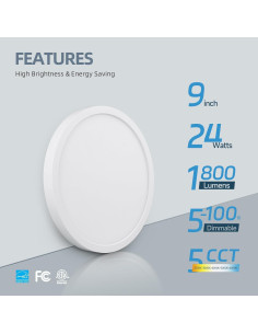 Luz de Techo LED Empotrada ECOELER 24W 1800Lm 9" Regulable 2
