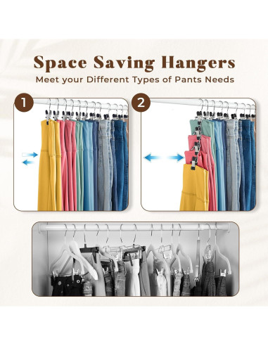 Organizador de Closet HOUSE DAY - 20 Perchas de Metal con Clips