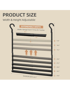 Barra Colgante Ajustable STORAGE MANIAC 75.4x96 cm Negro 2