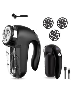 Afeitadora de tela eléctrica Super Lint negra, 2 velocidades, LED