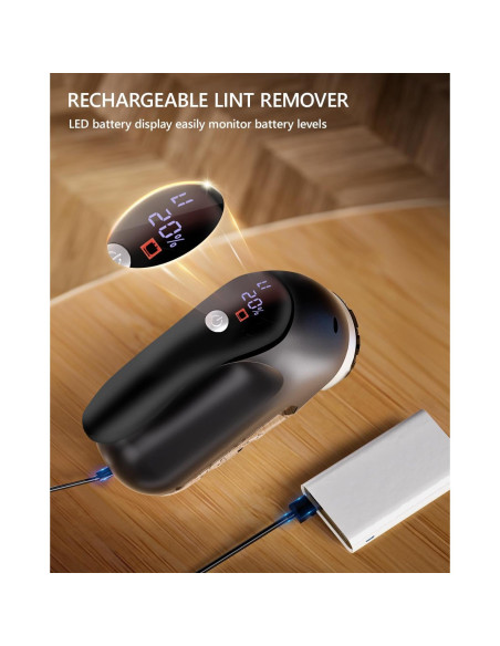 Afeitadora de tela eléctrica Super Lint negra, 2 velocidades, LED