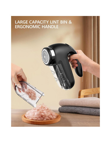 Afeitadora de tela eléctrica Super Lint negra, 2 velocidades, LED