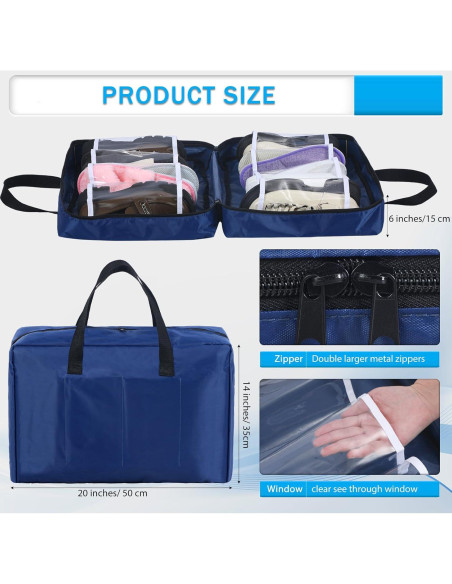 Bolsa de Almacenamiento de Zapatos Vinsatin - 2 Pcs, Negro y Azul Bolsa de Almacenamiento de Zapatos Vinsatin - 2 Pcs, Negro y Azul
