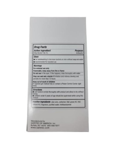 Desinfectante de Manos Safe-Tec 1 Caja 144 Paquetes Gel Sin Fragancia