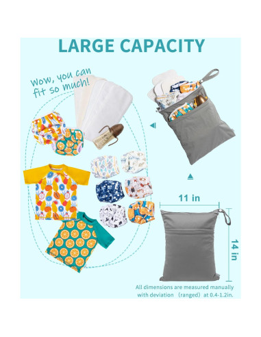 Babygoal 3 Bolsas Húmedas y Secas Impermeables para Bebés