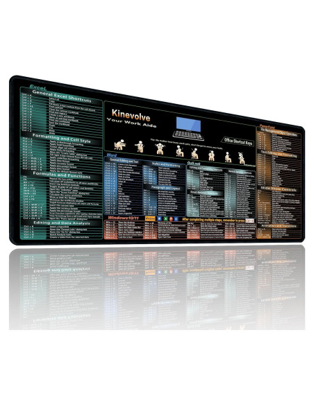 Alfombrilla de Ratón Kinevolve XL 80x30 cm con Atajos de Excel