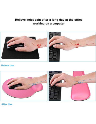 Almohadillas para Muñeca Teclado y Ratón Poualss Rosa Claro