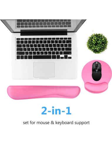 Almohadillas para Muñeca Teclado y Ratón Poualss Rosa Claro
