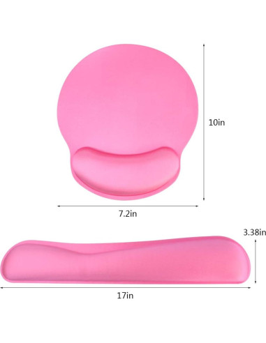 Almohadillas para Muñeca Teclado y Ratón Poualss Rosa Claro
