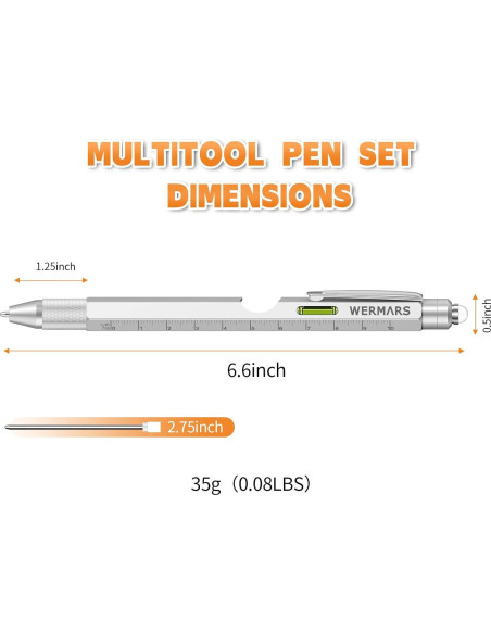 Bolígrafo Multiherramienta 9 en 1 WERMARS Plata
