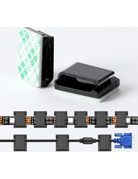 80 Clips de Montaje Autoadhesivos para Tiras de Luz LED 10 mm 80 Clips de Montaje Autoadhesivos para Tiras de Luz LED 10 mm