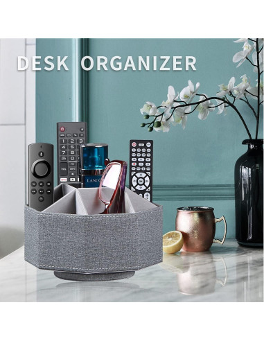 Soporte Giratorio Organizador de Escritorio YAPISHI Gris 18x13x18 cm