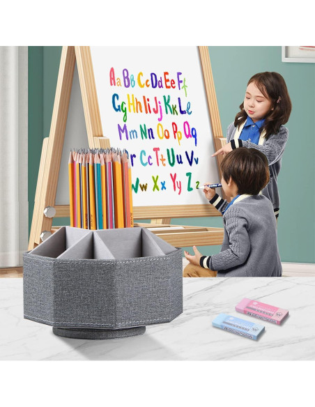 Soporte Giratorio Organizador de Escritorio YAPISHI Gris 18x13x18 cm