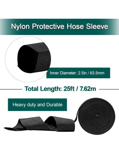 Manga Protectora de Manguera de Nylon DihZoks 2.5" x 7.62m Negro
