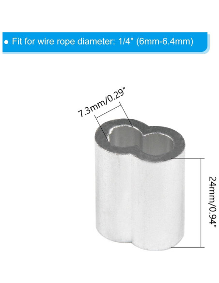 Manguitos de Crimpado de Aluminio Yinpecly 24 Pcs 6mm