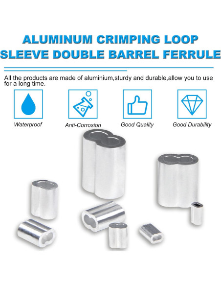 Manguitos de Crimpado de Aluminio Yinpecly 24 Pcs 6mm