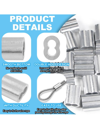Manguitos de Crimpado de Aluminio Yinpecly 24 Pcs 6mm