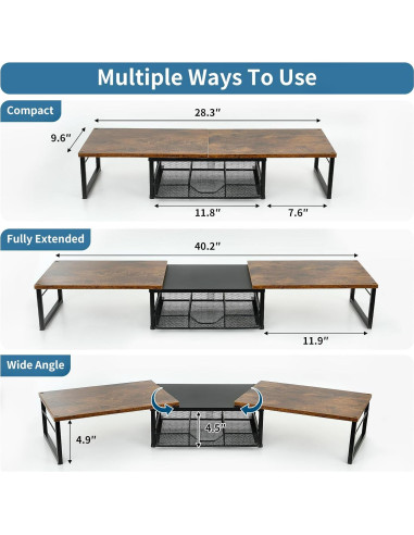 Soporte Doble para Monitor OPNICE con Cajón Madera Marrón