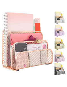 Organizador de correo Gianotter de metal 3 compartimentos Oro Rosa
